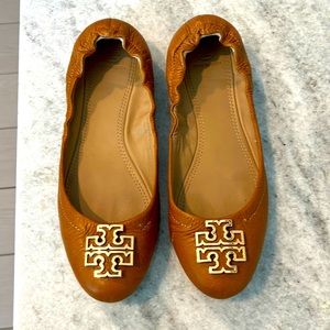 Tan Tory Burch Ballet Flats
